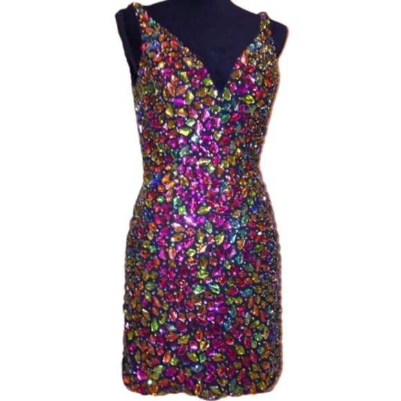 Luxury Couture Designer Crystals Beaded Runway Glamorous Cocktail Party Dress NW - Picture 12 of 12